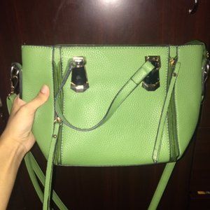 Women's green leather shoulder bag